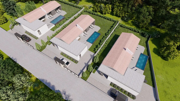 Moderna pritlična hiša z bazenom, Peruški, 2 km od plaže Duga Uvala